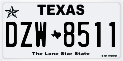 TX license plate DZW8511