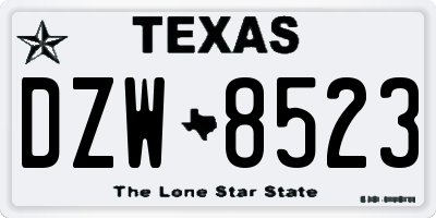 TX license plate DZW8523