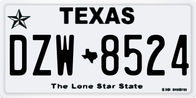 TX license plate DZW8524
