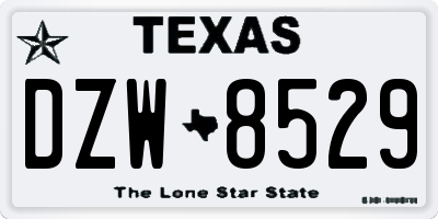 TX license plate DZW8529