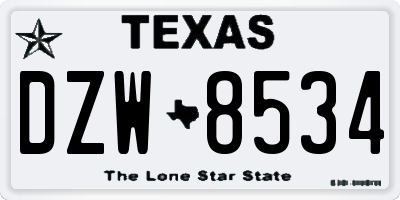 TX license plate DZW8534