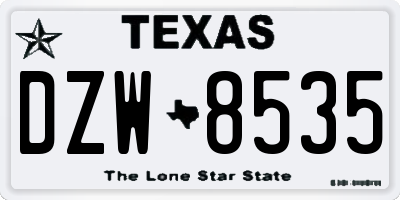 TX license plate DZW8535