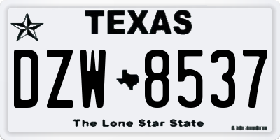 TX license plate DZW8537