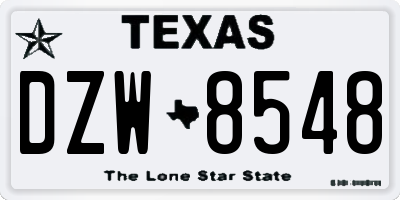 TX license plate DZW8548
