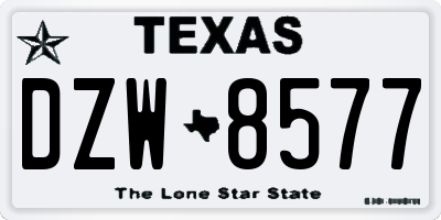 TX license plate DZW8577