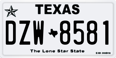 TX license plate DZW8581