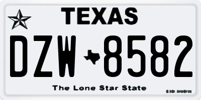 TX license plate DZW8582