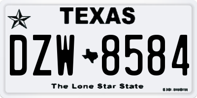 TX license plate DZW8584