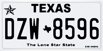 TX license plate DZW8596
