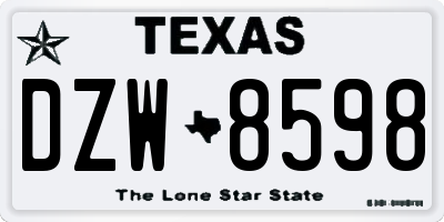 TX license plate DZW8598
