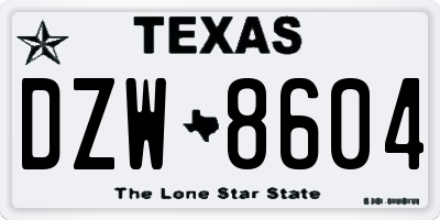 TX license plate DZW8604
