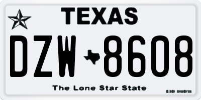 TX license plate DZW8608