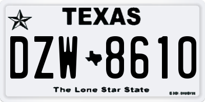 TX license plate DZW8610