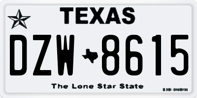TX license plate DZW8615