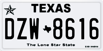 TX license plate DZW8616
