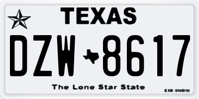 TX license plate DZW8617