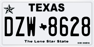 TX license plate DZW8628