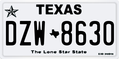 TX license plate DZW8630
