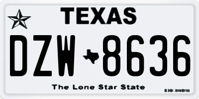 TX license plate DZW8636