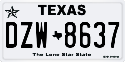 TX license plate DZW8637