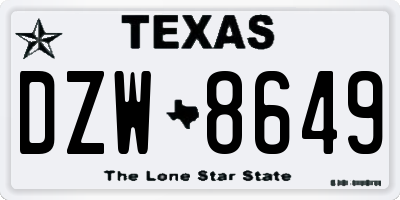 TX license plate DZW8649