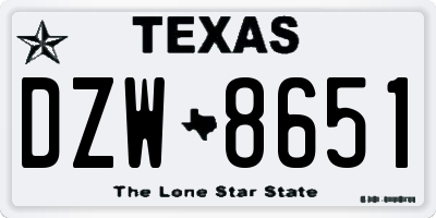 TX license plate DZW8651