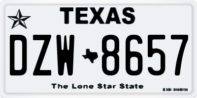 TX license plate DZW8657