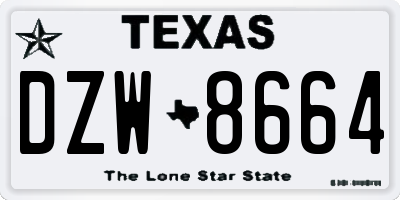 TX license plate DZW8664
