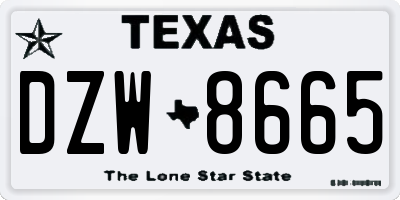 TX license plate DZW8665