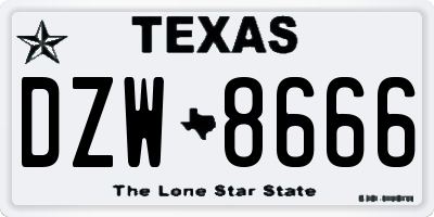 TX license plate DZW8666