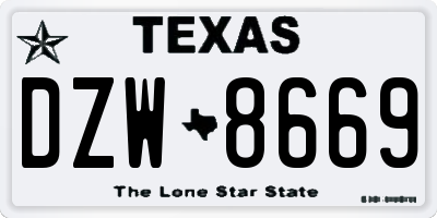 TX license plate DZW8669