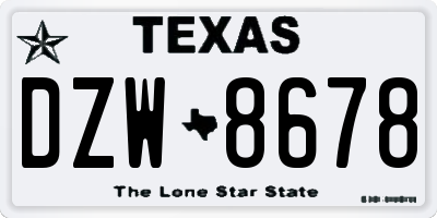 TX license plate DZW8678