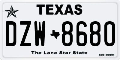 TX license plate DZW8680