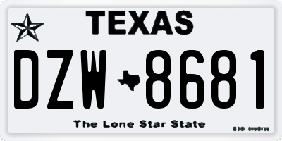 TX license plate DZW8681