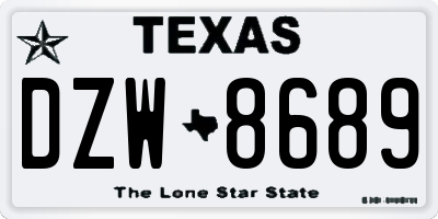 TX license plate DZW8689