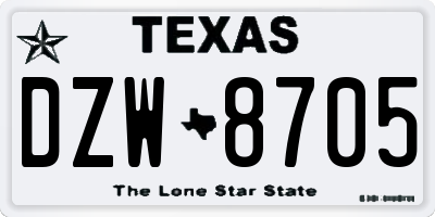 TX license plate DZW8705
