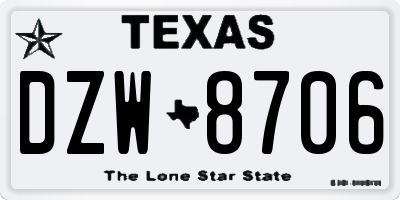 TX license plate DZW8706