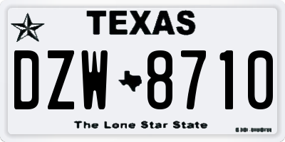 TX license plate DZW8710