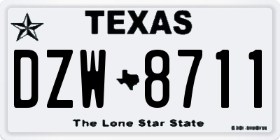 TX license plate DZW8711