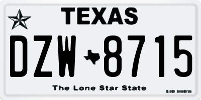 TX license plate DZW8715
