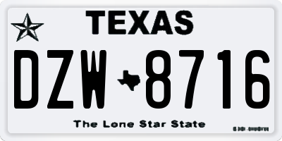 TX license plate DZW8716