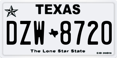 TX license plate DZW8720