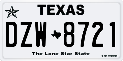 TX license plate DZW8721