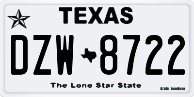TX license plate DZW8722
