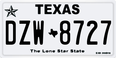 TX license plate DZW8727