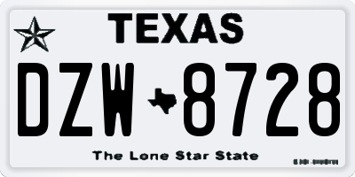 TX license plate DZW8728