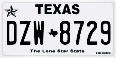 TX license plate DZW8729