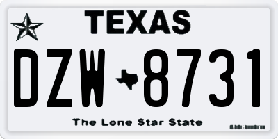 TX license plate DZW8731
