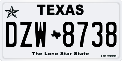 TX license plate DZW8738