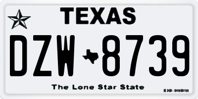 TX license plate DZW8739